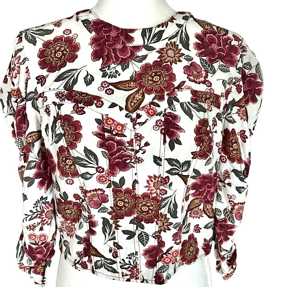 SO Floral Crop Top - Red and White